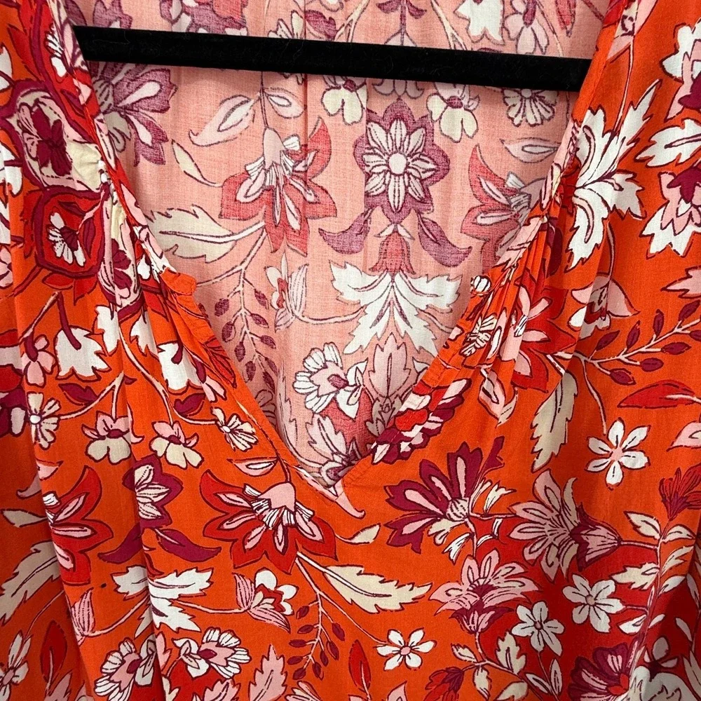Old Navy Peasant Top Womens XXL TTG Orange Boho Cottagecore Romantic Floral Fall - Picture 4 of 8
